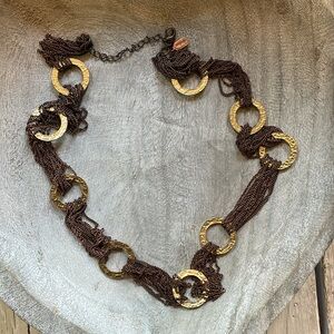 Alfani Bronze and Gold disk necklace
